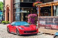 Beautiful red sports car on the street Royalty Free Stock Photo
