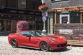 Beautiful red sports car on the street Royalty Free Stock Photo