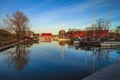 Scenic view of a yachts port in Klaipeda, Old Town, Lithuania in the morning