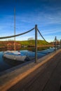 Vertical shot of a yachts port in Klaipeda, Old Town, Lithuania in the morning