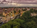 Klaipeda, Lithuania: representative aerial night view of Old Town