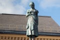 KLAIPEDA, LITHUANIA - SEPTEMBER 22, 2018: The sculpture of a young girl known as Annchen von Tharau. Royalty Free Stock Photo