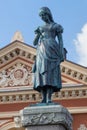 KLAIPEDA, LITHUANIA - SEPTEMBER 22, 2018: The sculpture of a young girl known as Annchen von Tharau. Royalty Free Stock Photo