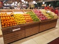 Klang,Malaysia-20 April 2022 : Variety fruits choice display for sell in the supermarket with selective focus