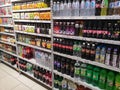 Klang,Malaysia - 25 May 2021 : Assorted carbonated soft drinks display for sell in the supermarket.