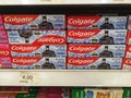Klang,Malaysia-10 May 2021 : Colgate Anticavity Toothpaste boxes display for sell in the supermarket.