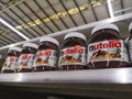 Klang, Malaysia - 8 May 2020 : Nutella hazelnut spread jars on supermarket.