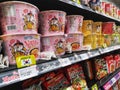 Klang, Malaysia - 20 November 2021 : Various selection of Instant Noodles Packed Flavour for sell in the supermarket. Royalty Free Stock Photo