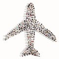 KLarge community of people forming the airplane sign. 3d illustration metaphor for modern, fast, comfortable Royalty Free Stock Photo