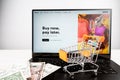 Klarna buy now pay later text on laptop with klarna. Royalty Free Stock Photo