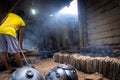 Klaten, Indonesia - 10 October 2020, craftsmen pottery is making pottery in the handicraft village of Bayat, Klaten, Indonesia.