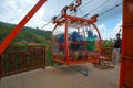 `Klaten, Indonesia - September 17, 2021, The first launch of the cable car for traveler to the village of girpasang, Klaten, Indo