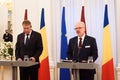 Klaus Iohannis L, President of Romania and Egils Levits R, President of Latvia