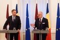 Klaus Iohannis L, President of Romania and Egils Levits R, President of Latvia