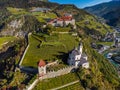 Klausen, Italy - Aerial view of the SÃÂ¤ben Abbey Monastero di Sabiona with Chiusa Klausen comune northeast of a city of Bolzano