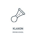 klaxon icon vector from driving school collection. Thin line klaxon outline icon vector illustration Royalty Free Stock Photo