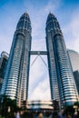 KLCC, Kuala Lumpur. The famous Petronas Twin Towers. The twin tower sky scrapper of malaysia Royalty Free Stock Photo