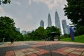 KLCC Park and Petronas Twin Towers. Kuala Lumpur. Malaysia