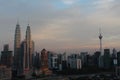 KLCC twin tower and the KL Tower at sunset