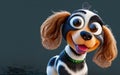 Kleiner wuscheliger MÃ¤dchen Hund Pudel Mix in schwarz weiÃ mit wenig Locken auf dem Kopf im Disney Pixar Design