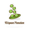 Klepon Pandan, Indonesian Traditional Food or Snack. Hand Drawn Vector Illustration