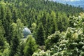 Klet astronomical observatory in forest on Mount Klet, Czech Republic