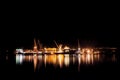 Kleven Yard by night with newbuilding vessels Royalty Free Stock Photo