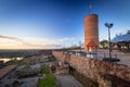 Klimek tower at the castle ruins in Grudziadz at dusk, Poland