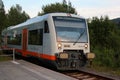 Klingenthal, Germany - May 22, 2023: Regional RB5 train arrive to Klingenthal, a village in Vogtland region of Saxony