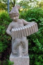 Klingenthal, Germany - May 22, 2023: Sculpture of a boy with accordion. Klingenthal is a village in Vogtland and the historical