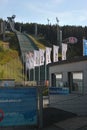 Klingenthal, Germany - May 22, 2023: Vogtland Arena, a ski jumping venue in Klingenthal, Germany. It features some of the most