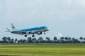KLM Air France embraer landing at Schiphol airport