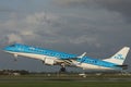 KLM plane approaching runway Royalty Free Stock Photo