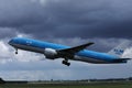 KLM  airplane taking off from runway Royalty Free Stock Photo
