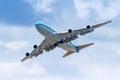 KLM Asia Boeing 747-400 airplane Sint Maarten Airport in the Caribbean Royalty Free Stock Photo