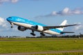 KLM Asia Boeing 777-200ER airplane at Amsterdam Schiphol airport in the Netherlands