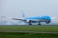 KLM Boeing B787 plane taking off from Amsterdam Airport Schiphol AMS Royalty Free Stock Photo