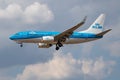 KLM Boeing 737-700 PH-BGP passenger plane landing at London Heathrow Airport Royalty Free Stock Photo