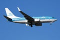 KLM Boeing 737-700 PH-BGX passenger plane landing at Madrid Barajas Airport Royalty Free Stock Photo