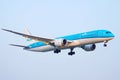 KLM Boeing plane taking off from Polderbaan, Amsterdam Airport Schiphol AMS Royalty Free Stock Photo