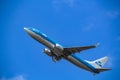 KLM Boeing 737 taking off at Barcelona El Prat Airport Royalty Free Stock Photo