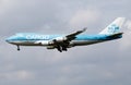 KLM Cargo Boeing 747-400 PH-CKA cargo plane arrive and landing at Amsterdam Schipol Airport Royalty Free Stock Photo