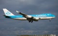 KLM Cargo Boeing 747-400 PH-CKA cargo plane landing at Amsterdam Schipol Airport Royalty Free Stock Photo