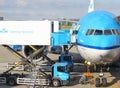 KLM Catering Services loading airplane, Schiphol airport, Holland