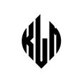 KLM circle letter logo design with circle and ellipse shape. KLM ellipse letters with typographic style. The three initials form a