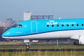 KLM Cityhopper landing at home airport, Schiphol Amstedam, Embraer