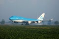 KLM Jumbo Boeing B747 airplane, close-up view