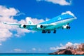 KLM 747 over Maho Beach, St. Maarten