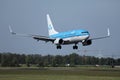 KLM plane approaching the runway Royalty Free Stock Photo