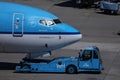 KLM Plane on pushback at the airport